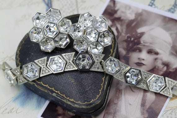 Vintage Silver Hexagonal Geometric Statement Jewe… - image 12