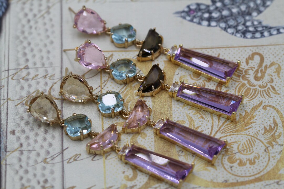 Rococo Rainbow Pastel Statement Earrings, Regency Bridgerton Style - Etsy