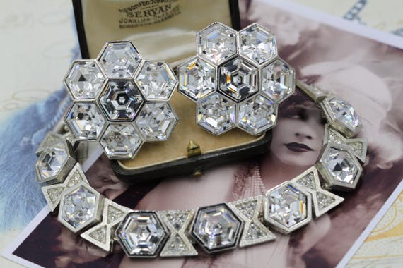 Vintage Silver Hexagonal Geometric Statement Jewe… - image 16