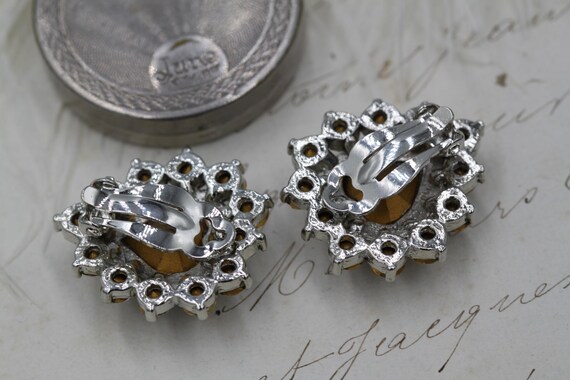 Vintage Statement Ruby Red Heart Clip on Earrings… - image 3