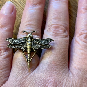 Dragonfly Adjustable Ring, Nature Inspired Ring, Dragonfly Jewelry, Dragonfly Gifts, Art Nouveau Cocktail Ring, Handmade Ring, 30th Birthday