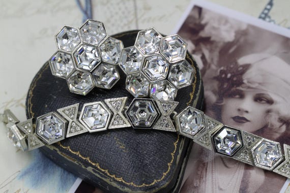 Vintage Silver Hexagonal Geometric Statement Jewe… - image 13