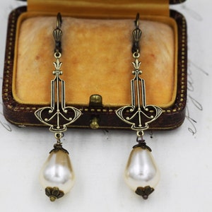 Pearl Drop Earrings, Art Deco Earrings Jewelry, 1920s Bridal Earrings, Vintage Bride Earrings, Bridgerton Downton Abbey, Bridesmaid Gifts