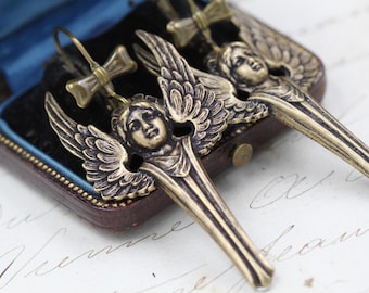 Pendientes victorianos de alas de ángel: Ángel de la guarda, boda celestial