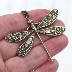 Dragonfly Moth Necklace, Victorian Renaissance Necklace, Dragonflies, Art Nouveau Nature Necklace, Homemade Jewelry, 40th Birthday Gifts