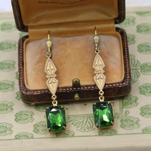 Olivine Art Deco Earrings, Olive Green Crystal Earrings, Bride Bridal Earrings, Bridesmaid Gifts, Mother of the Bride 30th Birthday Gifts