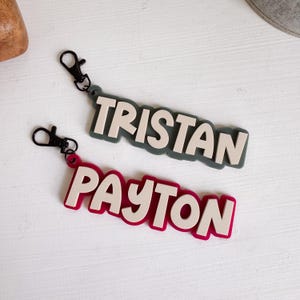 Personalized Name Keychain | Custom Acrylic Backpack Tag | Bold 3D Keyring for Kids | Back to School Bag Tag | Gift for Boys or Girls