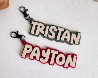 Personalized Name Keychain | Custom Acrylic Backpack Tag | Bold 3D Keyring for Kids | Back to School Bag Tag | Gift for Boys or Girls