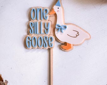 One Silly Goose First Birthday Cake Topper | Goose Party Decor | Farm Animal Cake Topper | Funny Birthday Keepsake | One Silly Year