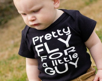 Pretty fly little guy boys bodysuit - trendy newborn boy Baby shower gift - baby boy take home outfit - toddler boy shirt - black and white