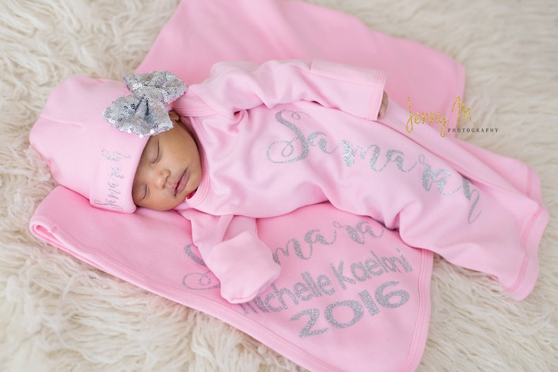 Newborn blanket pink Personalized..personalized knit baby girl blanket...customized name blanket...swaddle wrap blanket..newborn photo prop