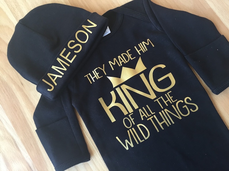Baby shower gift Baby bodysuit newborn gown King of the Wild Things Hat sold Seperatly Baby boy coming home outfit newborn