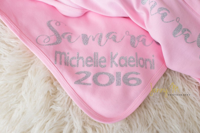 Newborn blanket pink Personalized..personalized knit baby girl blanket...customized name blanket...swaddle wrap blanket..newborn photo prop