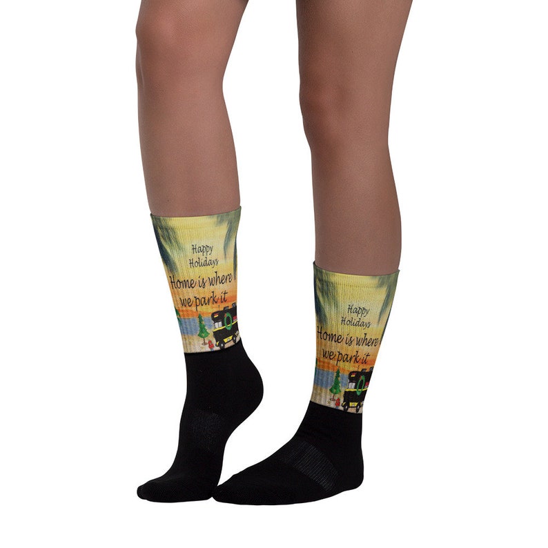 RV camper Christmas Holiday camping Socks from my art.