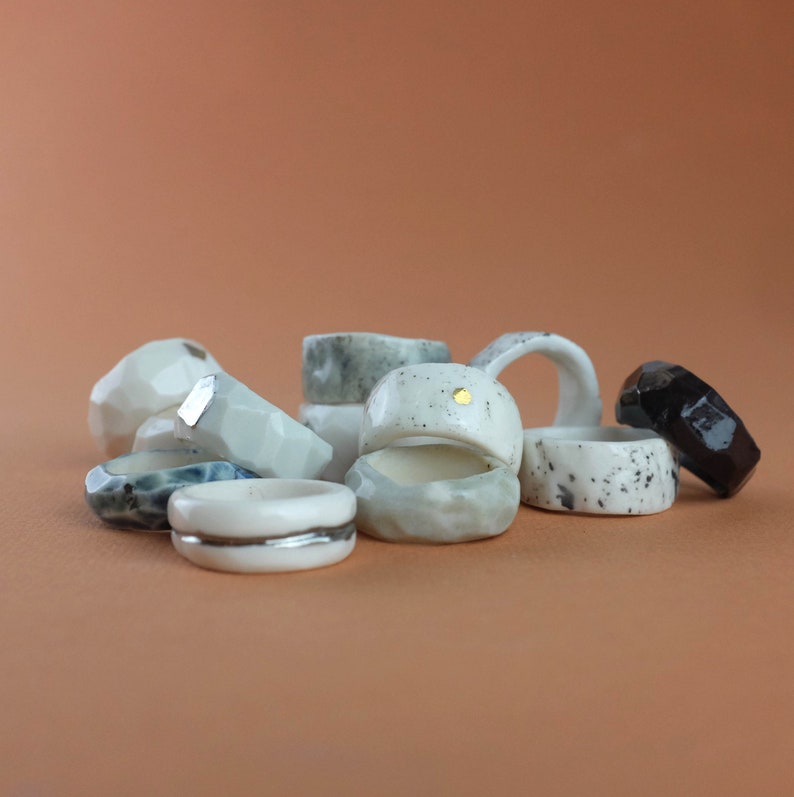 Ceramic Porcelain Handmade Ring size 9 image 1