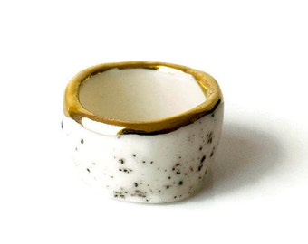 Wide Ceramic Porcelain White Ring