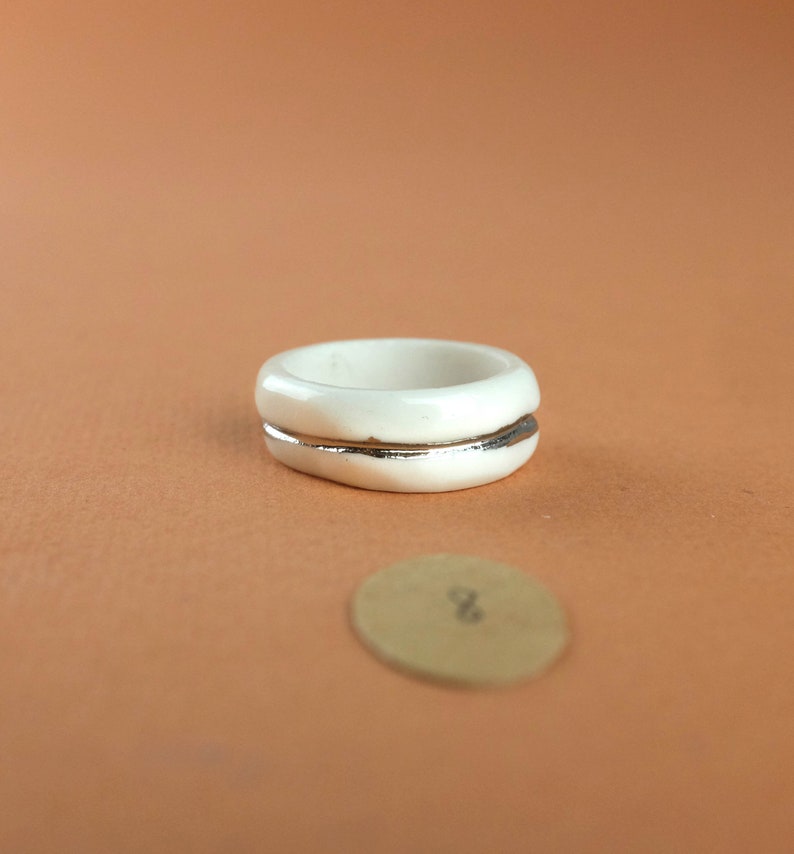 Ceramic Porcelain Handmade Ring size 9 image 8