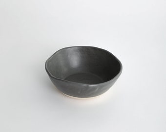 Charcoal Shino Porridge Bowl, Stoneware Bowl, Ceramic Bowl, Dinnerware, Grey