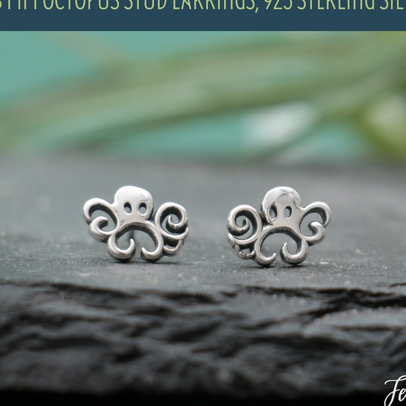 Handmade Octopus Earrings - Steampunk Nautical Animal Jewelry, Science Theme Dangle Earrings - View #10