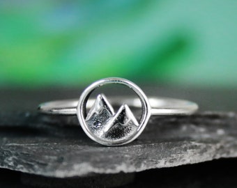 Mountain Range Ring Sterling Silver Cut Out Mountain Ring, Mountain Peak Stacking Ring, Outdoors Nature Ring for Women | Fern & Rowan