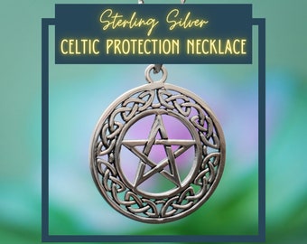 Celtic Protection Necklace, Sterling Silver Celtic Pentagram Pendant, Wiccan Pentacle Necklace, Protective Amulet | Fern & Rowan