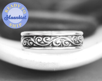 Onyx925 Sterling Silver Band RingSilver Black Onyx RingSilver Arabesque Band RingFine JewelryBiker JewelryMen/'sWomen/'s ks-r049