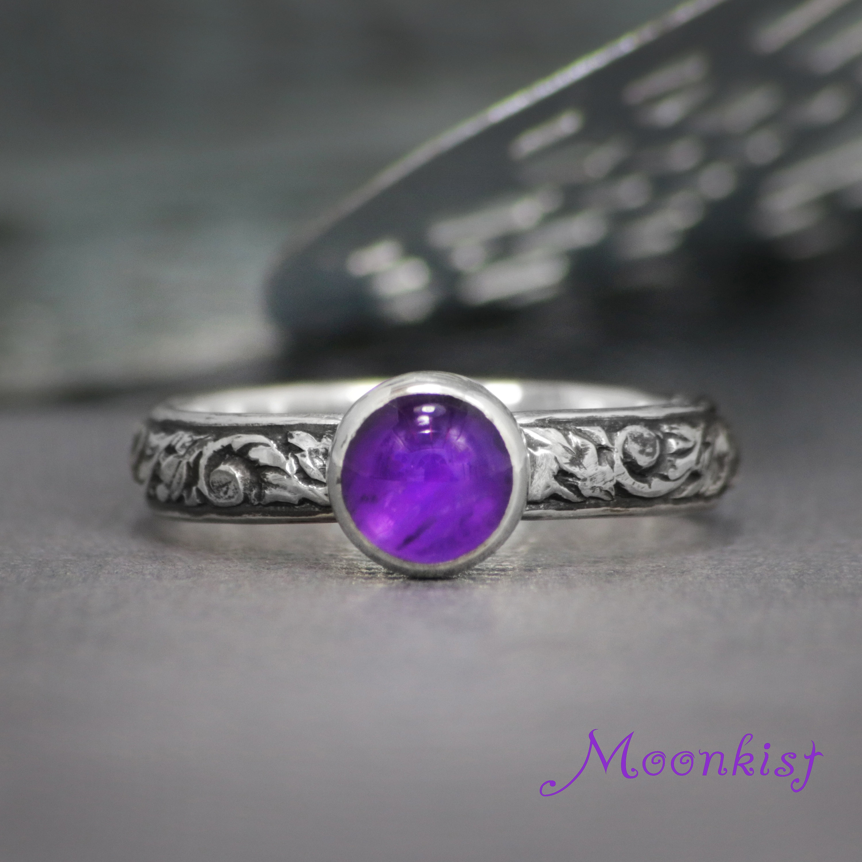 Purple Promise Ring Sterling Silver Amethyst Ring Purple Etsy