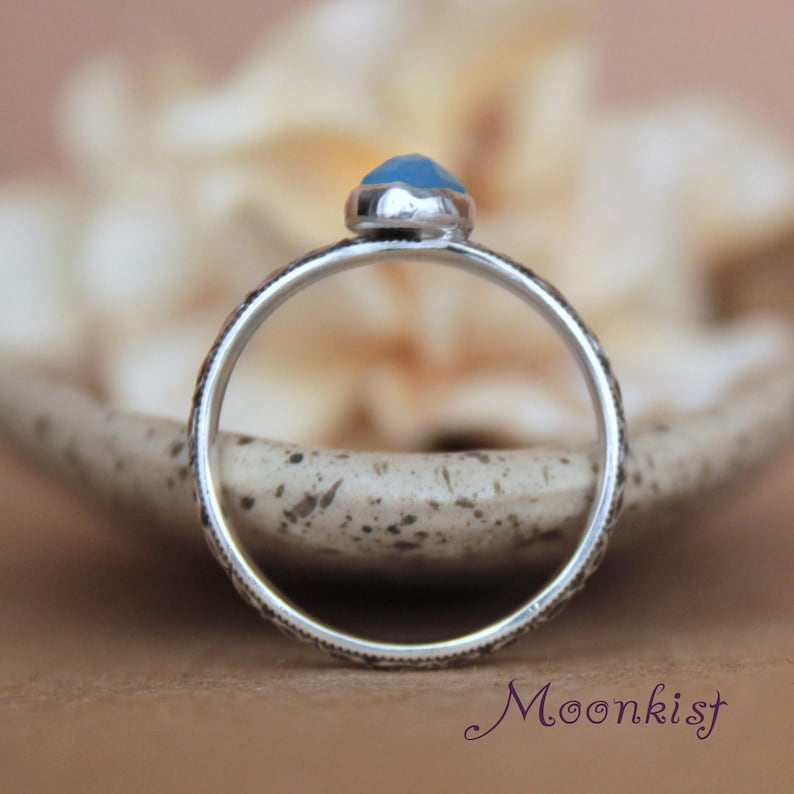Blue Stacking Ring Blue Promise Ring -Size 5 Sterling Silver Promise Ring Blue Silver Ring Blue Gemstone Ring Blue Chalcedony Ring