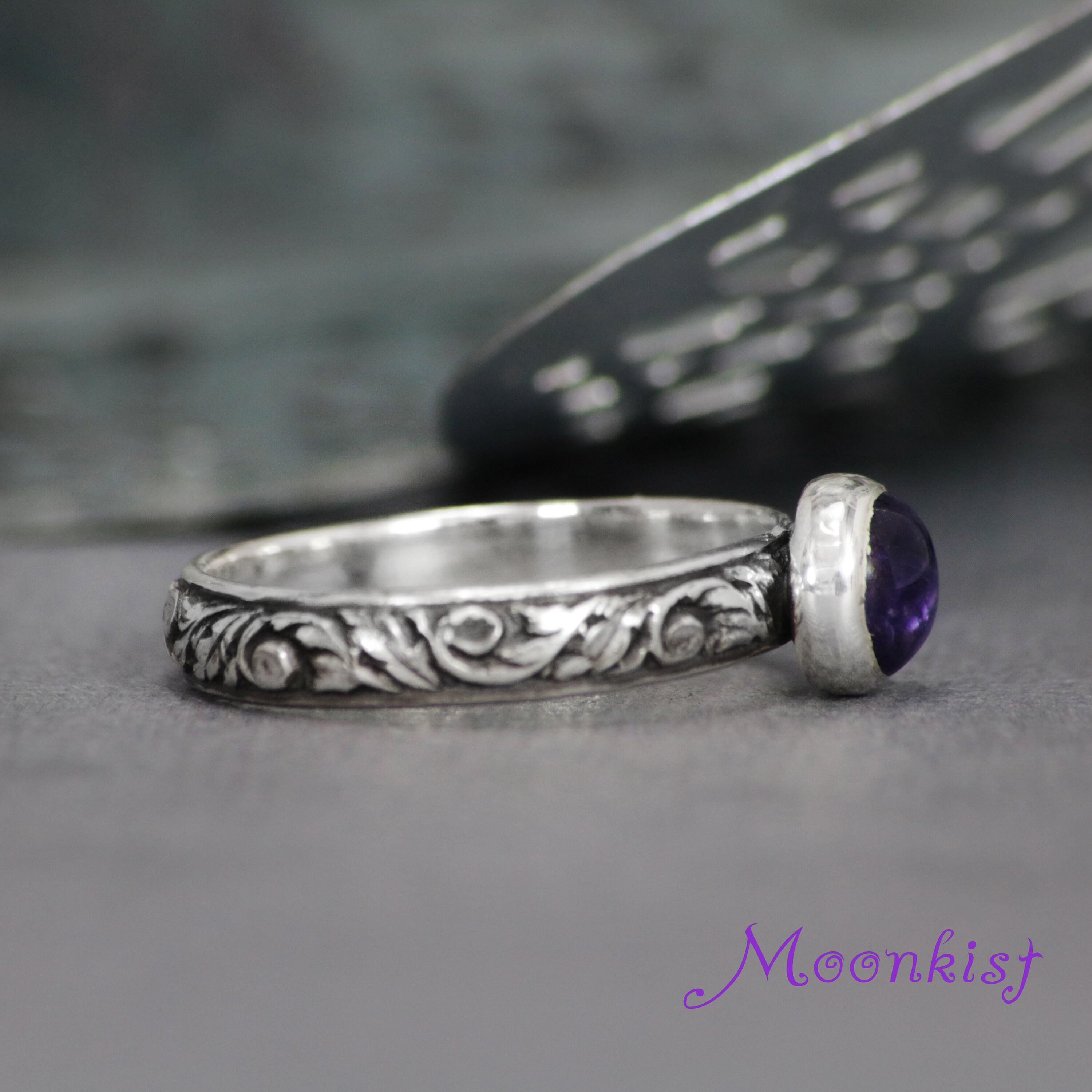 Purple Promise Ring Sterling Silver Amethyst Ring Purple Etsy