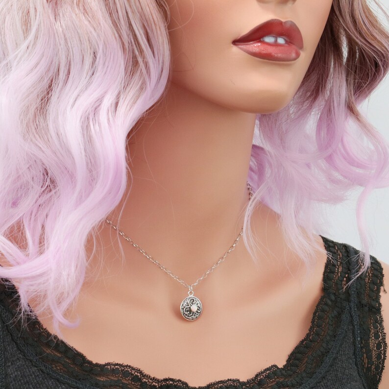 Silver Opal Necklace Moonkist Gallery October Birthstone Necklace Sterling Silver White Opal Pendant Dainty Opal Necklace
