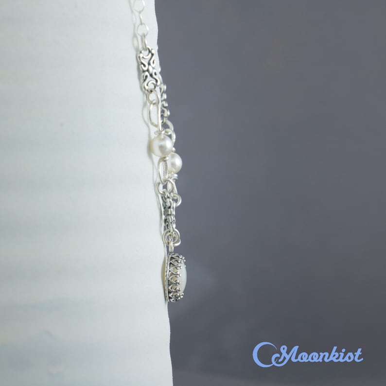 Moonkist Gallery Sterling Silver White Pearl Necklace Pearl Bridal Necklace Pearl and Silver Necklace Silver Pearl Layer Necklace