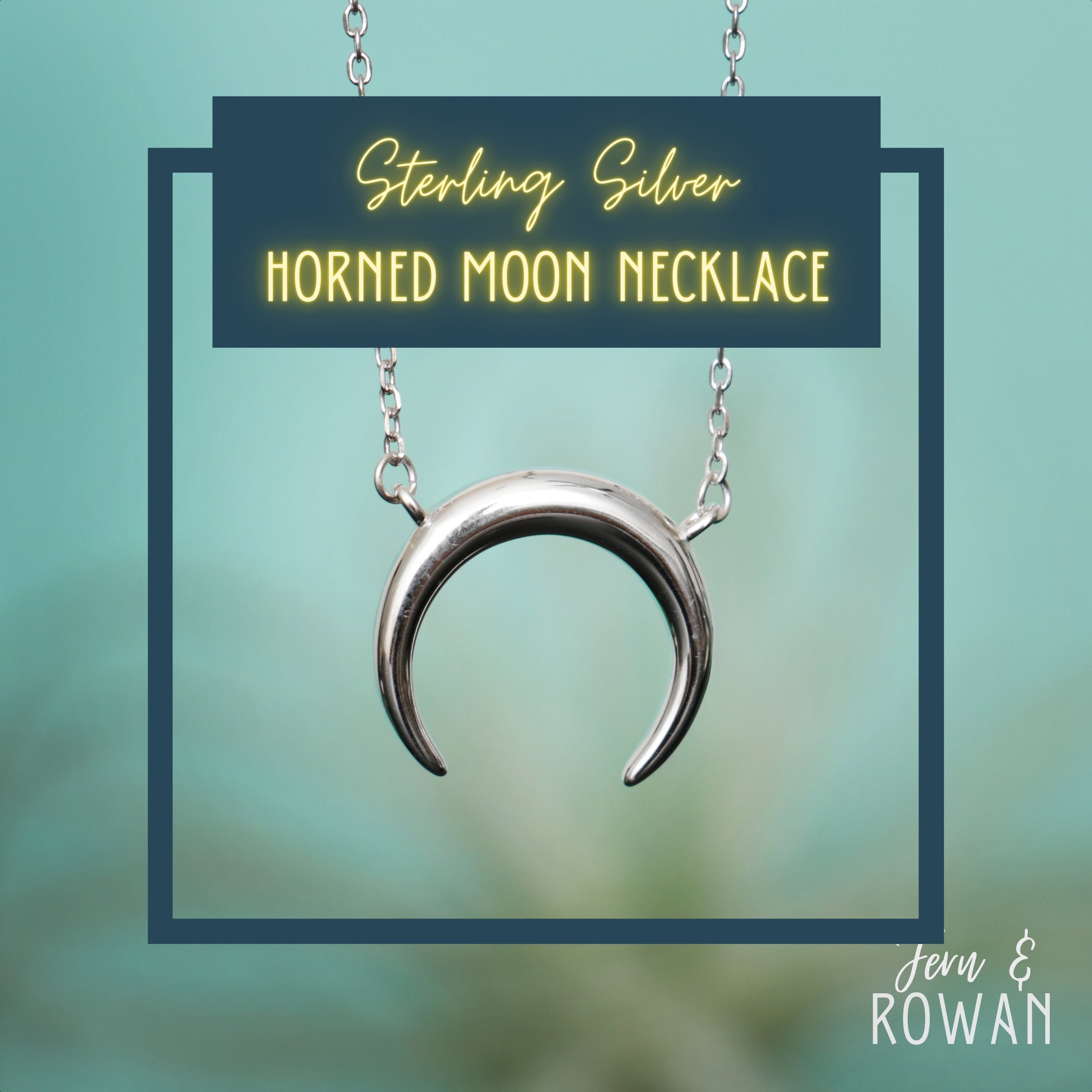 Rowan' Upside Down Crescent Moon Double Horn Stainless Steel