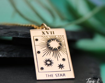 The Star Tarot Card Pendant Major Arcana Necklace, Tarot Card Necklace Sterling Silver or Bronze, Positive Outcome Necklace | Fern & Rowan