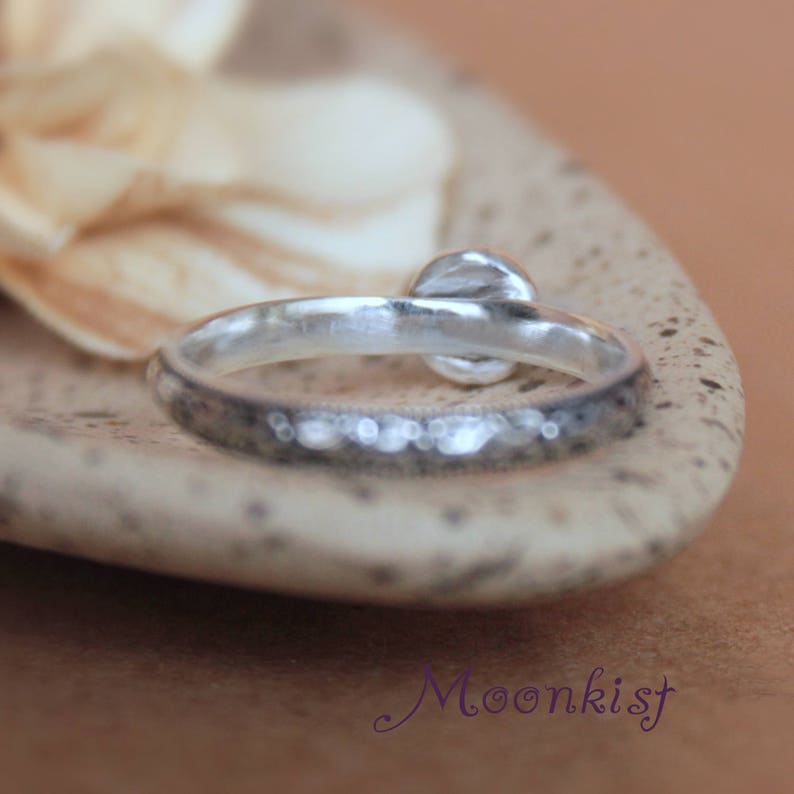 Blue Stacking Ring Blue Promise Ring -Size 5 Sterling Silver Promise Ring Blue Silver Ring Blue Gemstone Ring Blue Chalcedony Ring