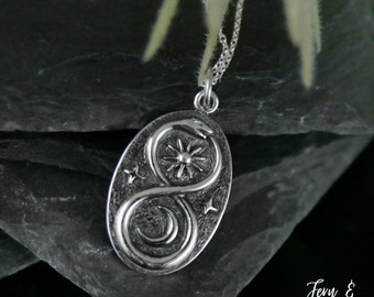 Infinity Snake Necklace Cosmic Serpent Necklace, Celestial Ouroboros Pendant Necklace, Witchy Snake Charm | Fern & Rowan