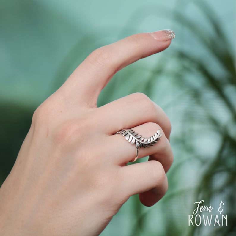 Model Photo - Fern Leaf Ring for Women, Sterling Silver Fern Ring | Fern & Rowan