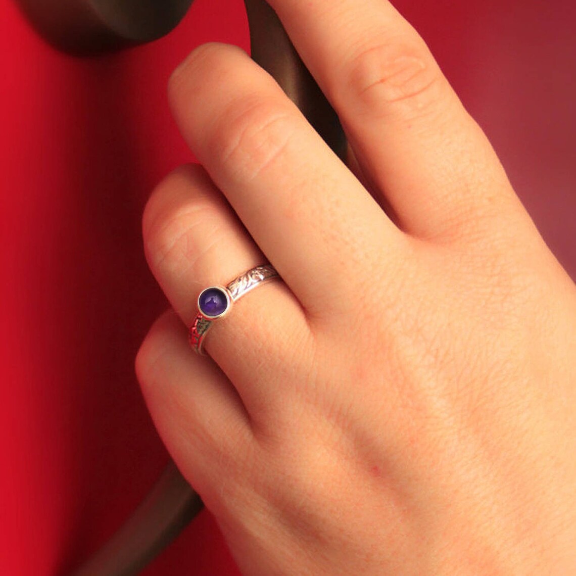 Purple Promise Ring Sterling Silver Amethyst Ring Purple Etsy