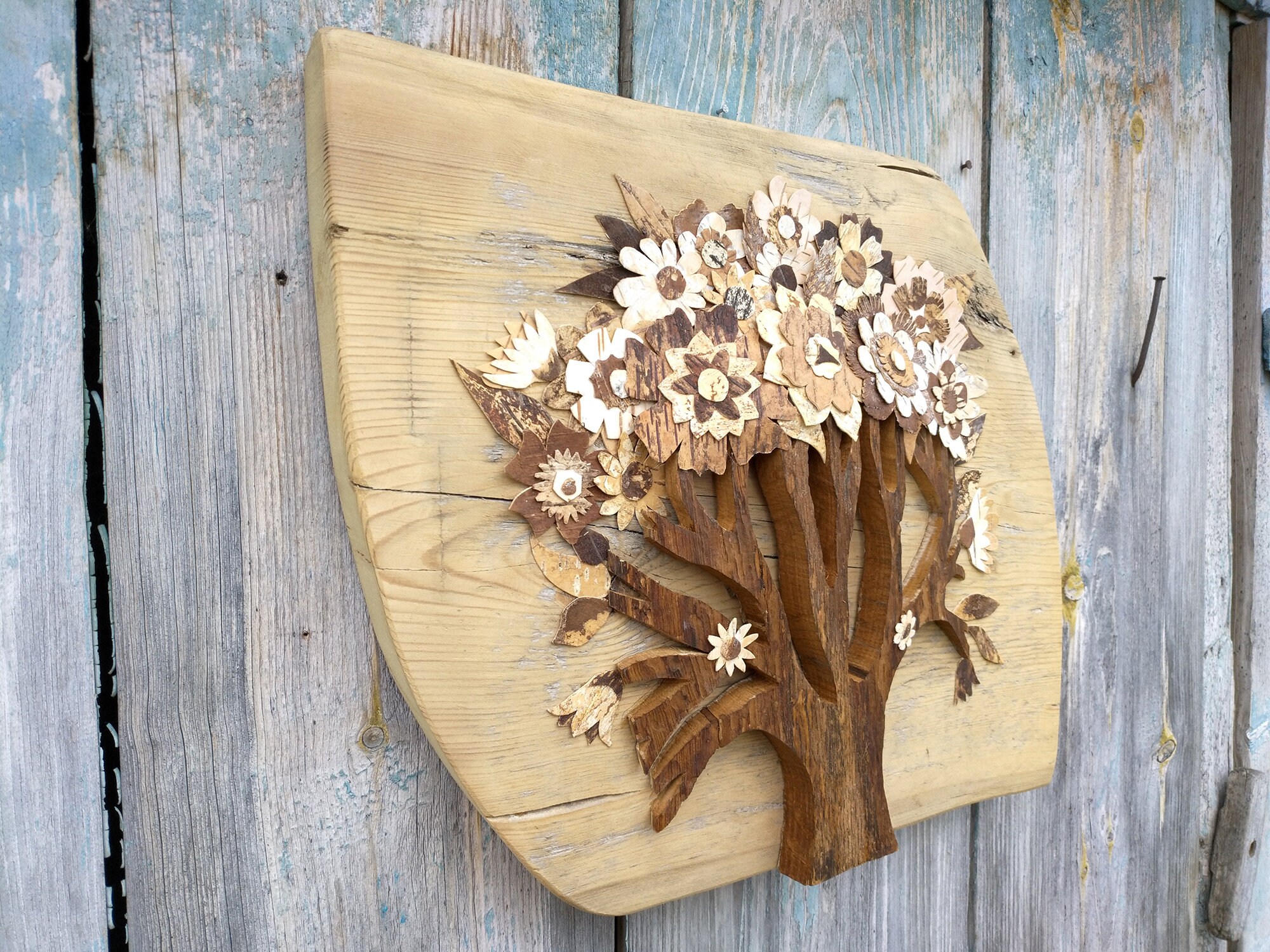 Tree of life bark art Original reclaimed wood wall art Tree Etsy