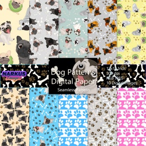 Dogs Pattern Cute Animals Paper Pack Digital Paper Set Of 10 Collection. READY FOR DOWNLOAD