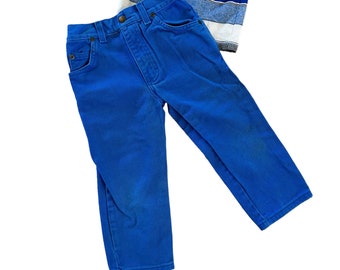 Vintage Blue Okie Dokie Denim Pants Color Block 3T 4T