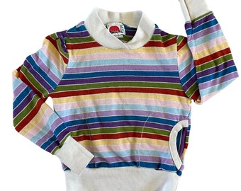 Vintage Tulip Tops Striped Rainbow Shirt Toddler 18M 24M Pockets Long Sleeves