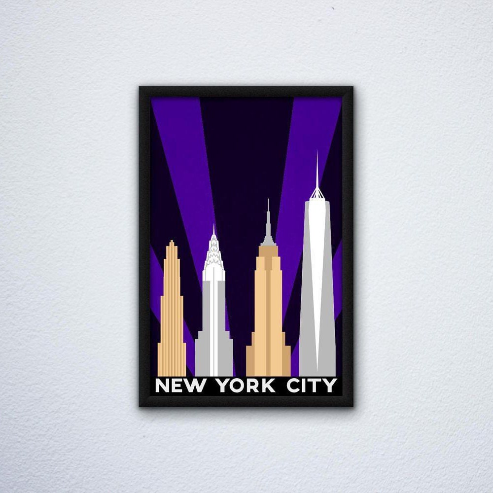 New York City Skyline Poster Featuring 30 Rock Chrysler Building new-york-city-skyline-poster-featuring-30-rock-chrysler-building