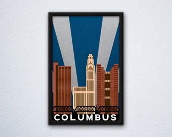 Columbus Skyline Poster featuring LeVeque Tower