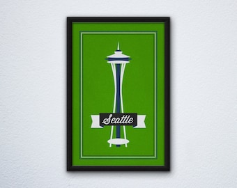 Seattle Needle Poster - Seahawks Colors