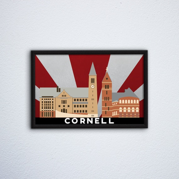 Cornell University Campus Poster Ft Mcgraw Clock Tower Etsy