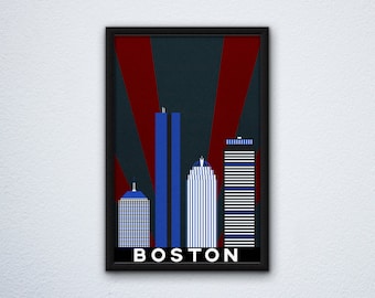 Boston Skyline Poster featuring 200 Clarendon and the Old John Hancock Building