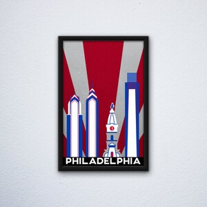Philadelphia Skyline Poster ft. City Hall, Liberty Place, and Comcast Center in Philly Eagles, Sixers, & Flyers colors image 3