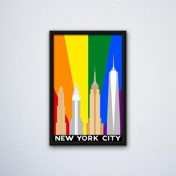 New York City, Philadelphia, Chicago, Washington DC Gay Pride Flag LGBTQ Posters - Multiple Cities
