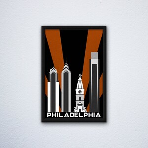 Philadelphia Skyline Poster ft. City Hall, Liberty Place, and Comcast Center in Philly Eagles, Sixers, & Flyers colors image 2