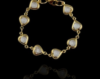 18 kt gouden waterdichte babyarmbandset | Parel en gouden babyarmband | Pearlie-armband